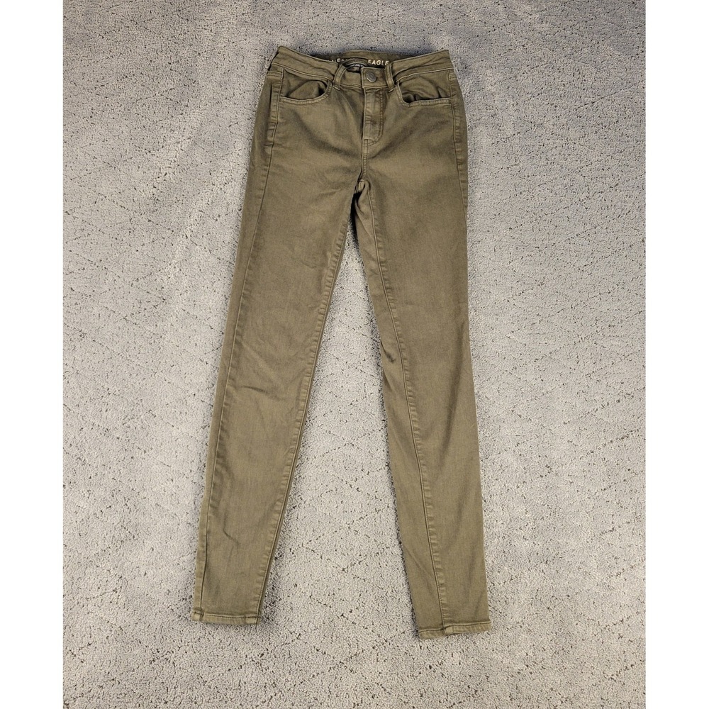 American Eagle Jeans Womens 2 Green Hi Rise Jegging Next Level‎ Stretch Slimming